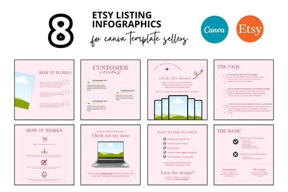 Download 8 Pink Etsy Listing Infographics - Premium Resources